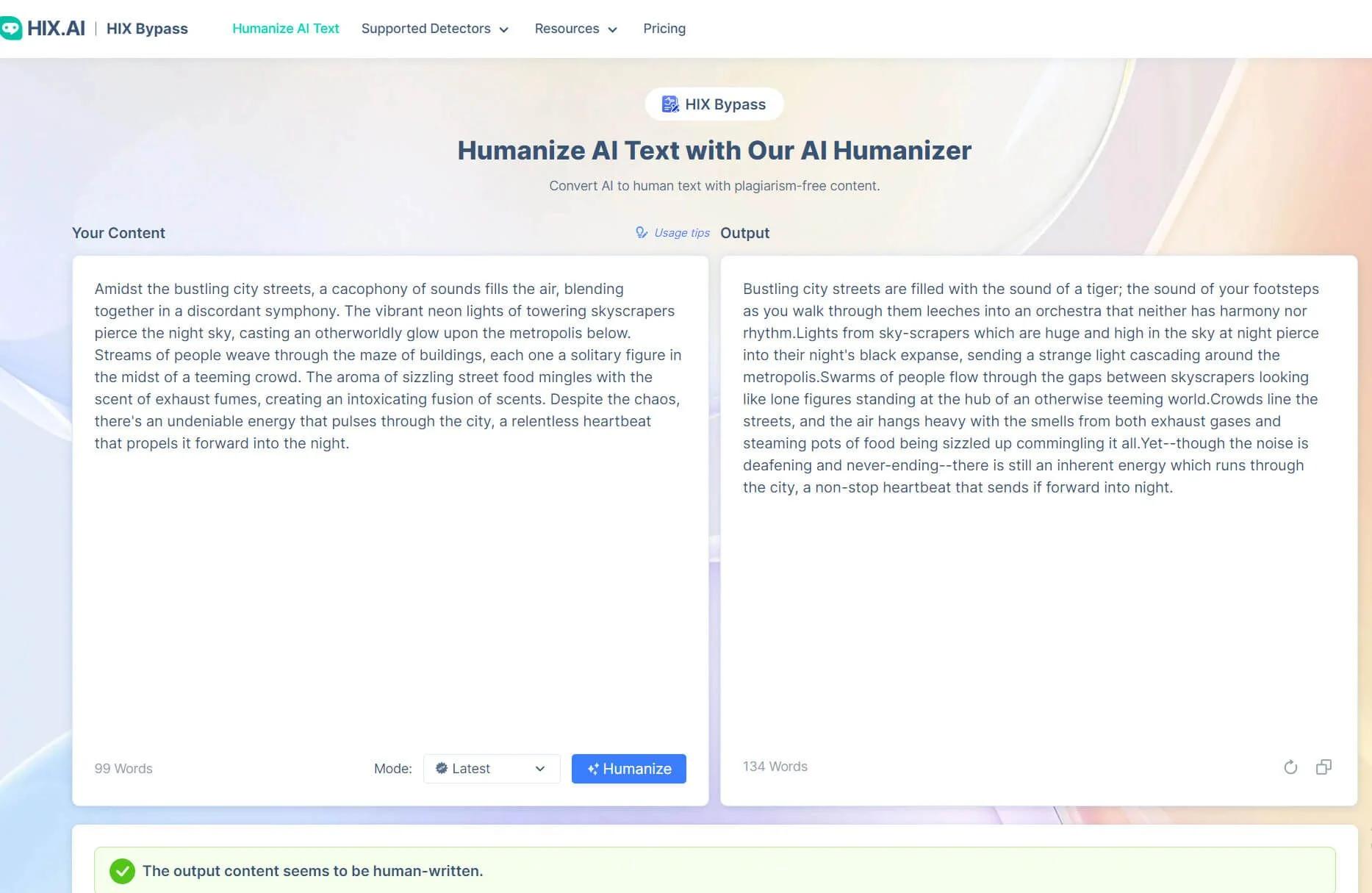 What HIX AI Humaniser Does Well