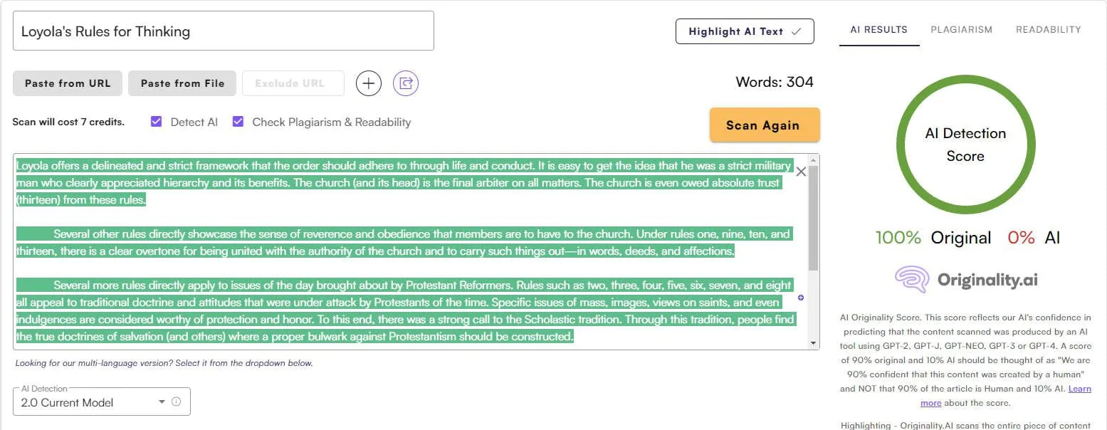 2. Originality.ai (Content Authenticity and Risk Management)