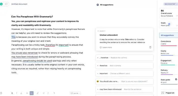 1. Grammarly (Clarity, Tone, and Consistency)