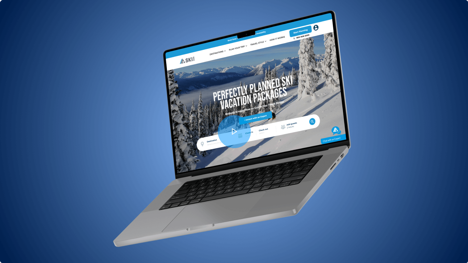 The rebuilt Ski.com on a laptop, by Saigon Digital