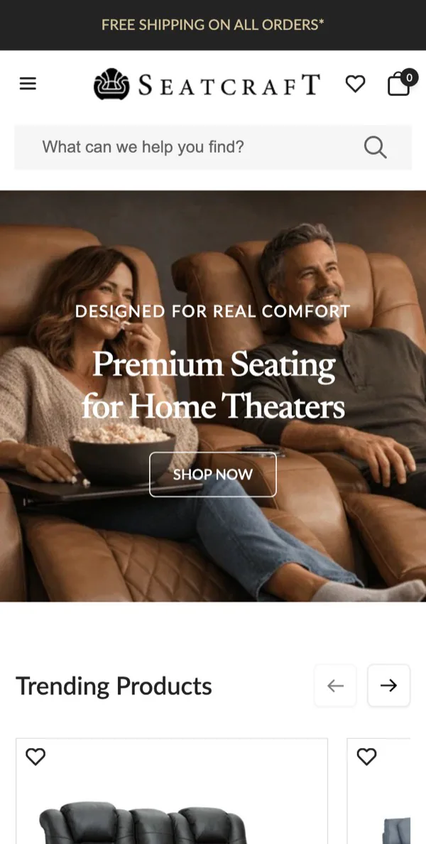 The Seatcraft store on mobile