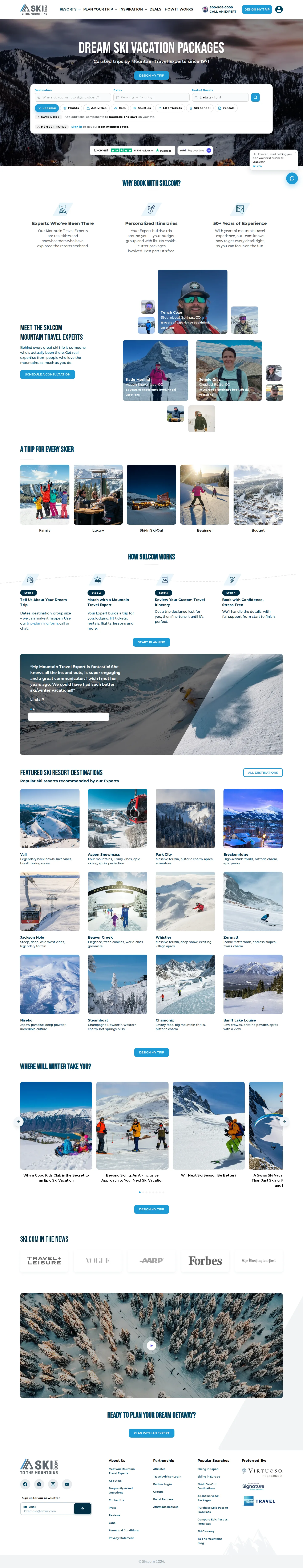 Full-page view of the Ski.com website